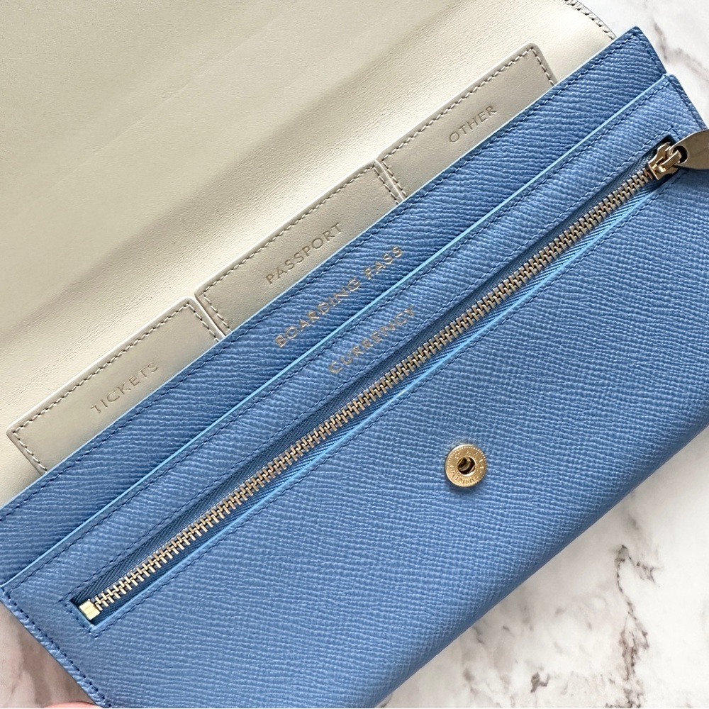 SMYTHSON Marshall Travel Wallet in Panama Blue